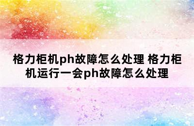 格力柜机ph故障怎么处理 格力柜机运行一会ph故障怎么处理